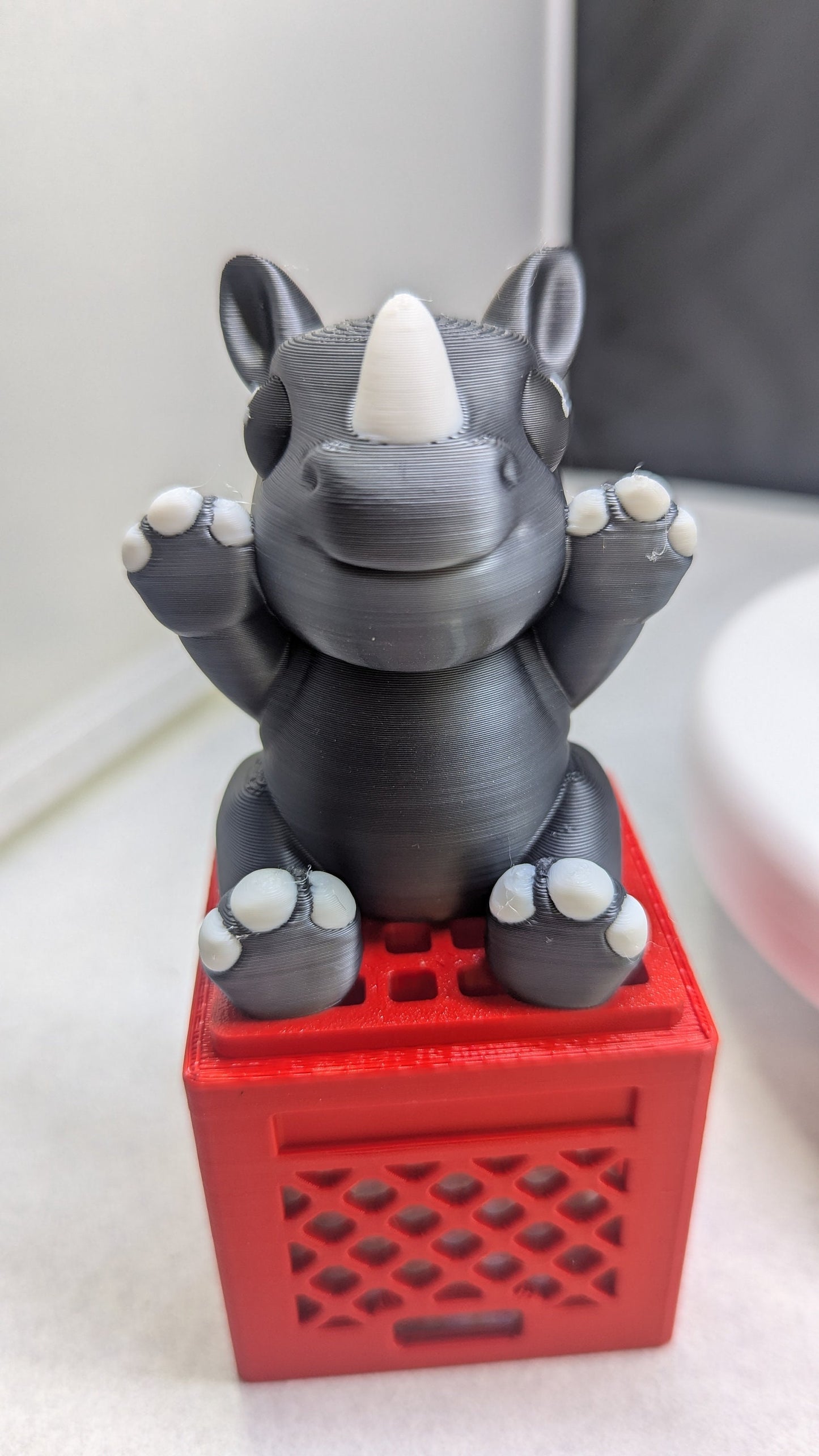 Adorable Rhino, 3-D Printed, Ready To Give You a Hug.  Mothers day Gift!