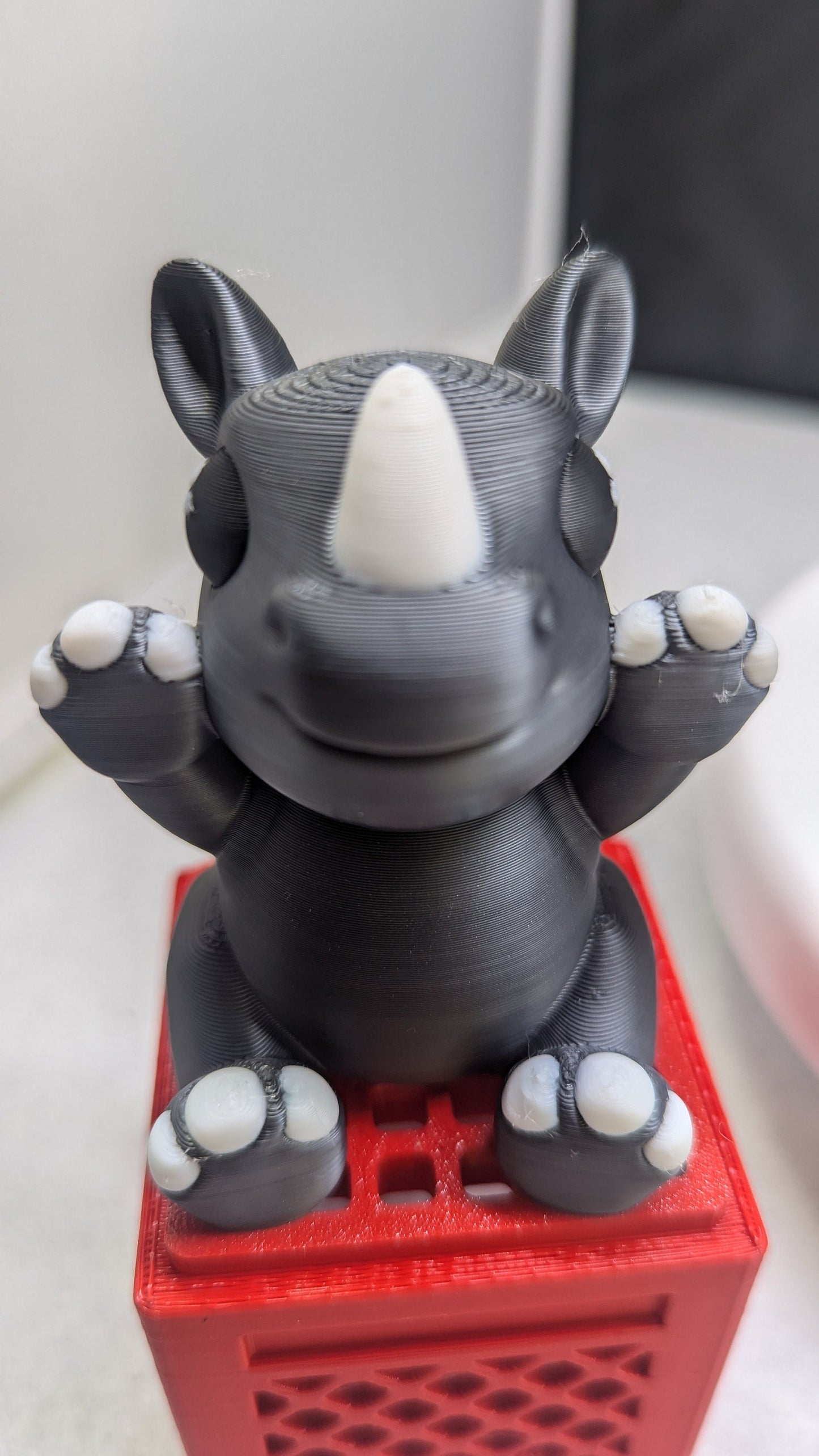 Adorable Rhino, 3-D Printed, Ready To Give You a Hug.  Mothers day Gift!