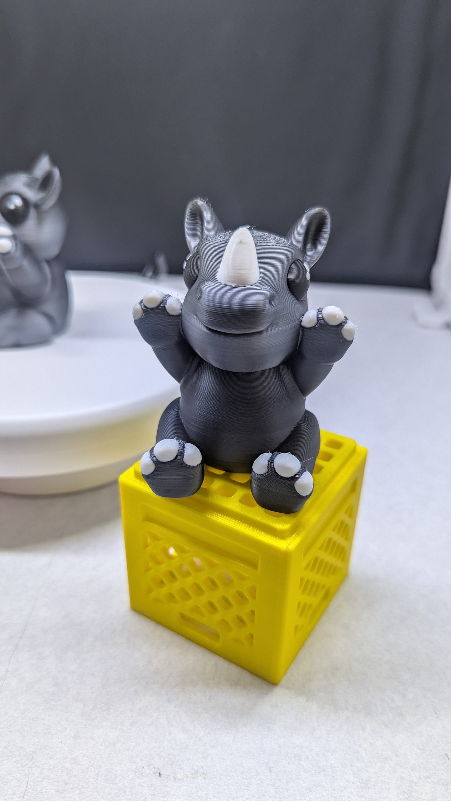 Adorable Rhino, 3-D Printed, Ready To Give You a Hug.  Mothers day Gift!