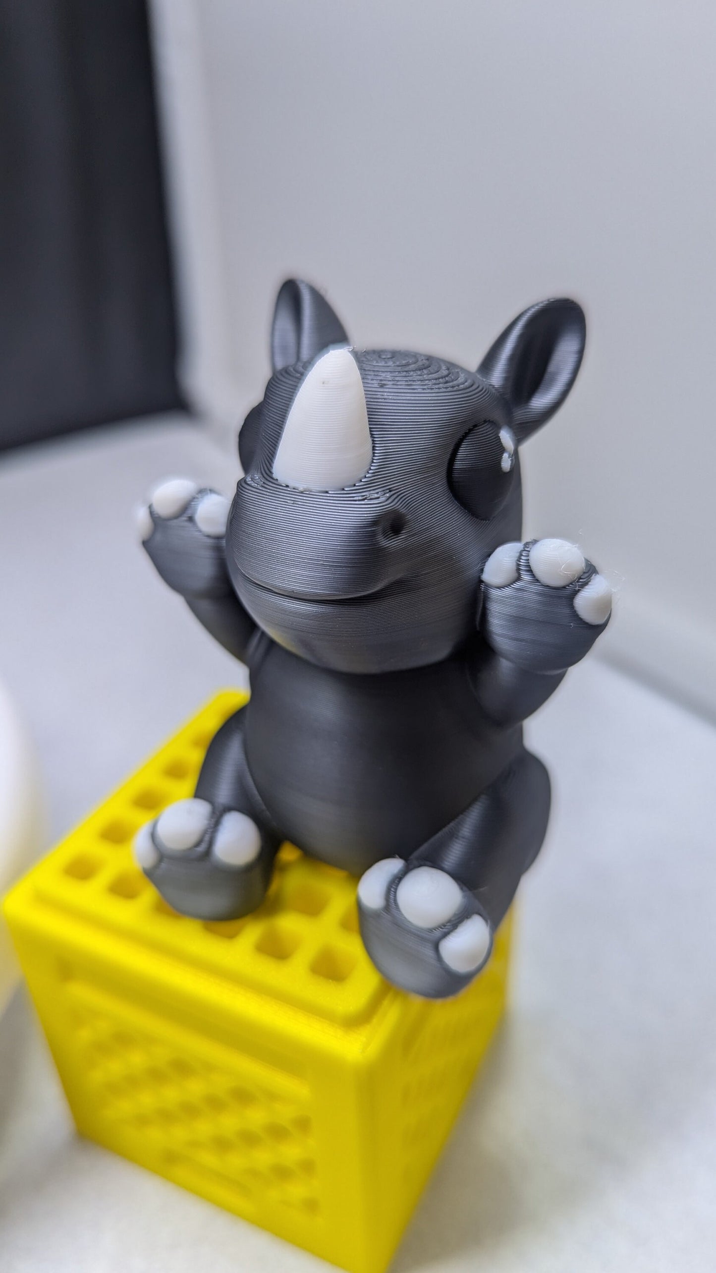 Adorable Rhino, 3-D Printed, Ready To Give You a Hug.  Mothers day Gift!